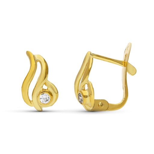 [P20667-1] 18K PENDIENTES ORO AMARILLO COMUNION CIRCONITAS 10X6 MM CIERRE CATALAN
