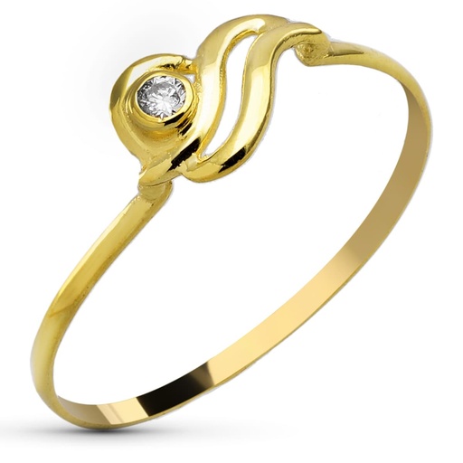 [P20667-2] 18K SORTIJA ORO AMARILLO COMUNION BANDAS LISAS ANCHO 6 MM
