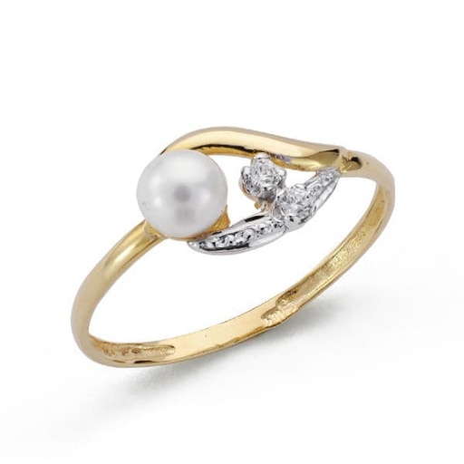 [P20669-2] 18K SORTIJA COMUNION BICOLOR PERLA CIRCONITA