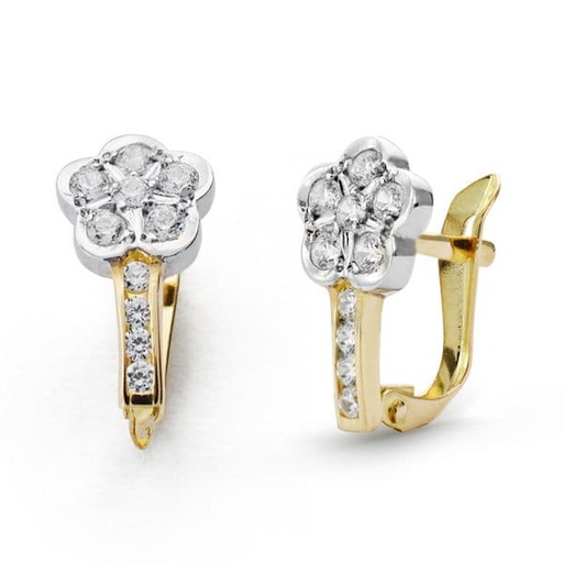 [P20673-1] 18K PENDIENTES COMUNION BICOLOR CIRCONITAS 13X7 MM