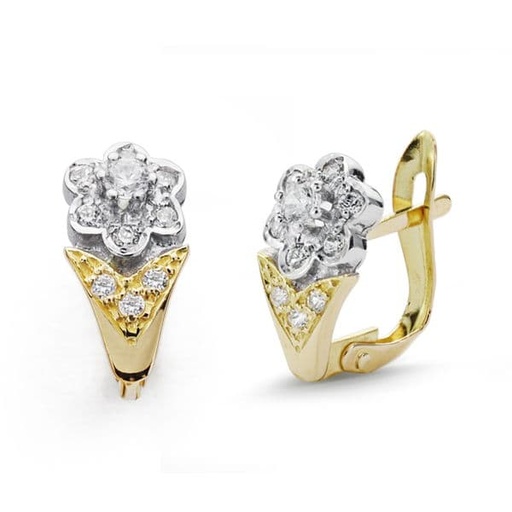 [P20674-1] 18K PENDIENTES COMUNION BICOLOR CIRCONITAS 12X6 MM