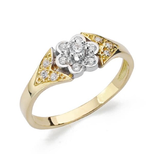 [P20674-2] 18K SORTIJA COMUNION BICOLOR CIRCONITAS