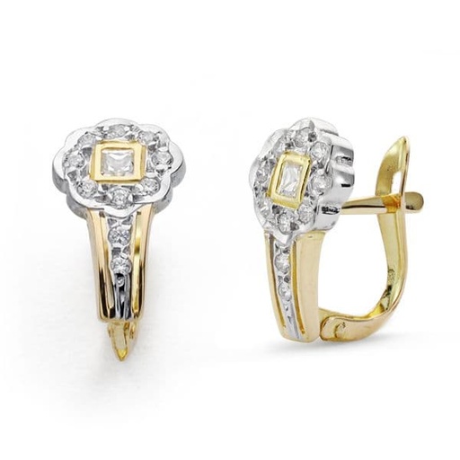 [P20675-1] 18K PENDIENTES COMUNION BICOLOR CIRCONITAS 14X8 MM