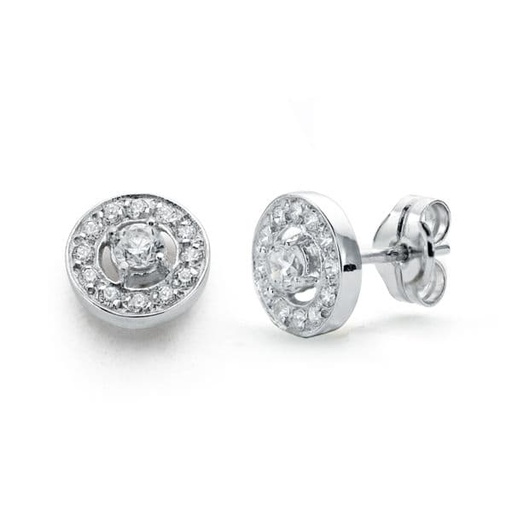 [P20678-1] 18K PENDIENTES ORO BLANCO CIRCONITAS 8 MM