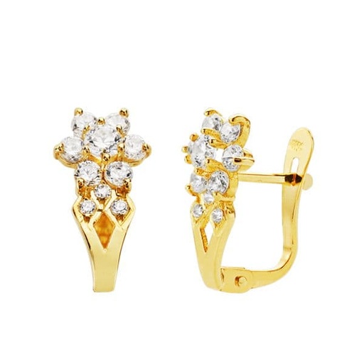 [P20681-1] 18K PENDIENTES CUAJO CIRCONITAS 13X7 MM