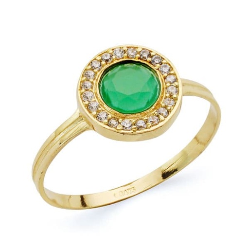[P20682-2-VE] 18K SORTIJA PIEDRA VERDE 9 MM CIRCONITAS