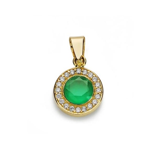 [P20682-5-VE] 18K COLGANTE PIEDRA VERDE 5MM CIRCONITAS