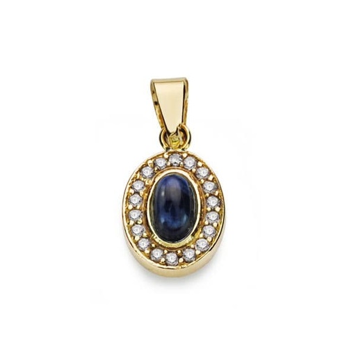 [P20683-5-AZ] 18K COLGANTE PIEDRA AZUL MOTIVO 9X7 MM