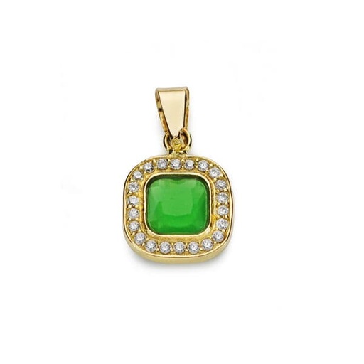 [P20684-5-VE] 18K COLGANTE PIEDRA VERDE Y CIRCONITA 9X9 MM