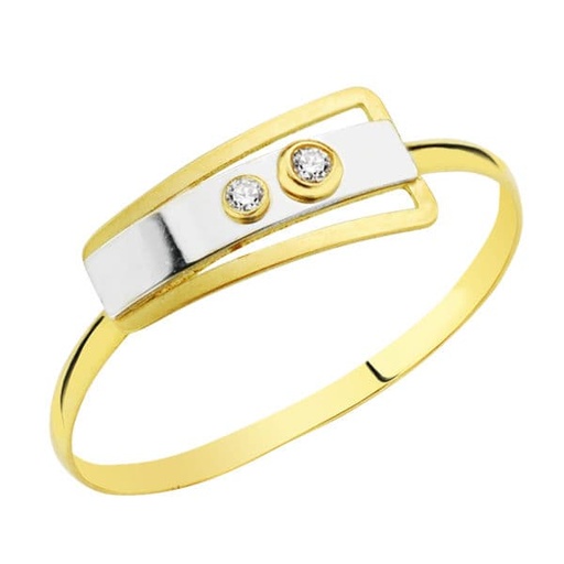 [P20689-2] 18K SORTIJA BICOLOR CIRCONITAS