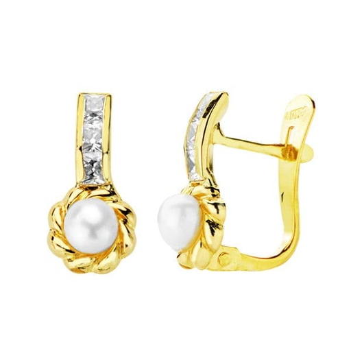 [P20697-1] 18K PENDIENTES ORO AMARILLO PERLA 12X5 MM