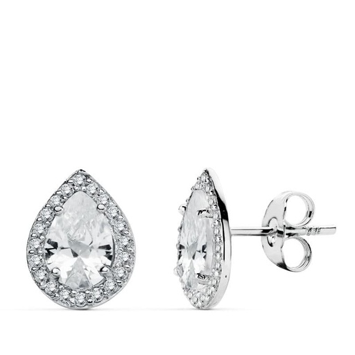 [P20711-1] 18K PENDIENTES ORO BLANCO CIRCONITAS 10X8 MM