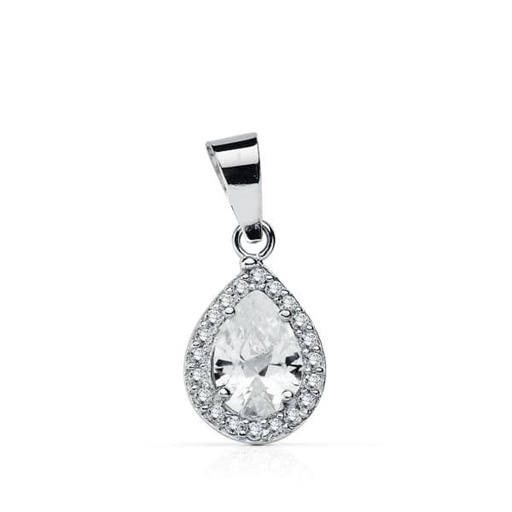 [P20711-5] 18K COLGANTE ORO BLANCO CIRCONITAS 10X8 MM