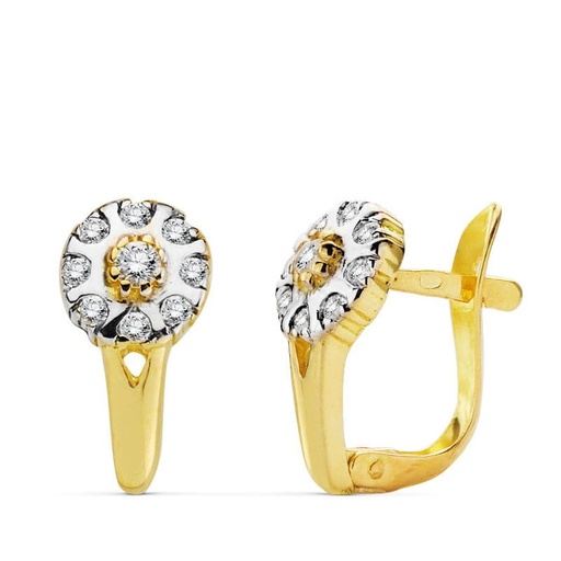 [P20713-1] 18K PENDIENTES BICOLOR CIRCONITAS 12X6 MM