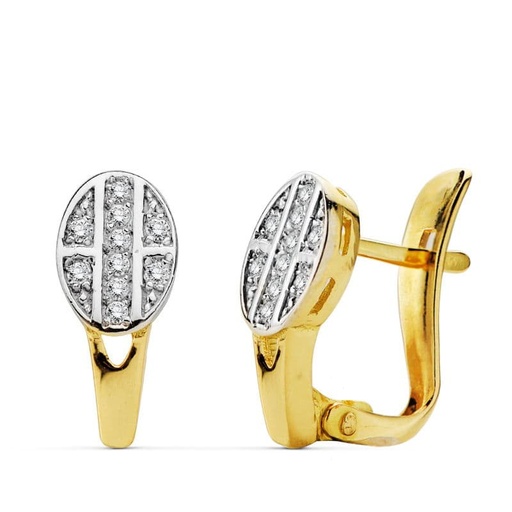 [P20714-1] 18K PENDIENTES BICOLOR CIRCONITAS 12X5 MM