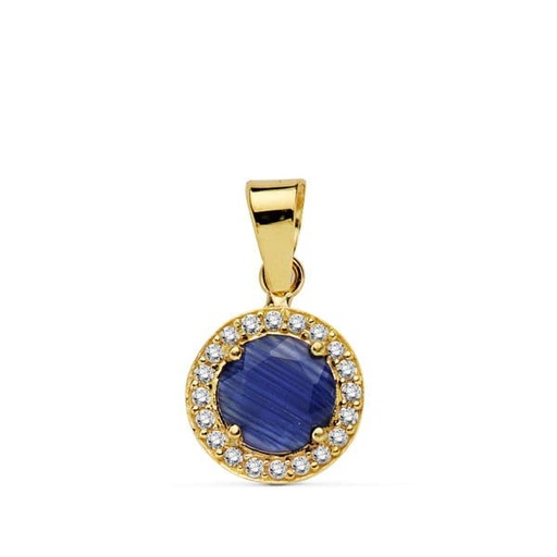 [P20719-5-AZ] 18K COLGANTE PIEDRA AZUL 9 MMCIRCONITAS