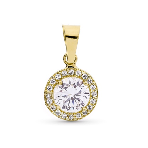 [P20719-5-OA] 18K COLGANTE ORO AMARILLO REDONDO CON CIRCONITA 7 MM