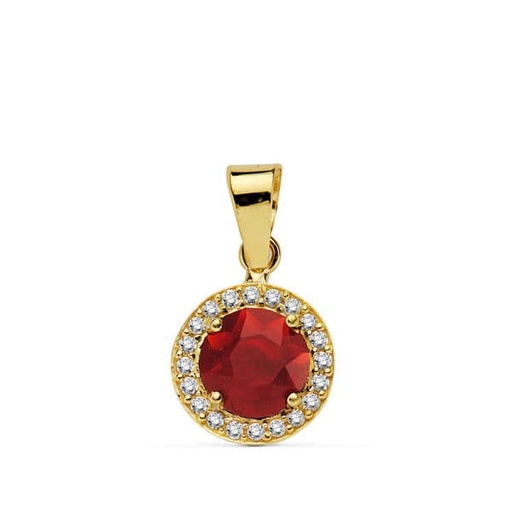 [P20719-5-RO] 18K COLGANTE PIEDRA ROJA 9 MMCIRCONITAS