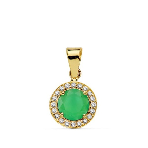 [P20719-5-VE] 18K COLGANTE PIEDRA VERDE 9 MMCIRCONITAS