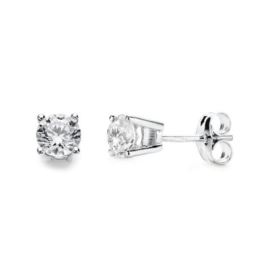 [P20727-1OB] 18K PENDIENTES GARRAS ORO BLANCO 4.5X4.5 MM