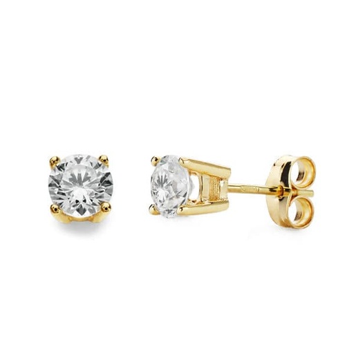 [P20728-1OA] 18K PENDIENTES GARRAS ORO AMARILLO CIRCONITA 5 MM