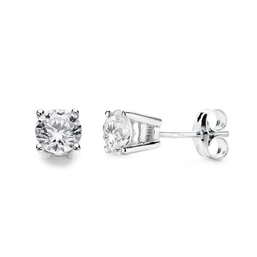 [P20728-1OB] 18K PENDIENTES GARRAS ORO BLANCO CIRCONITA 5 MM