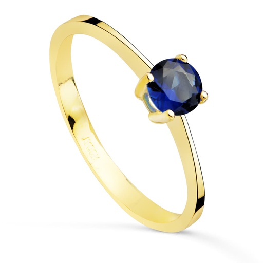 [P20728-2AZ] 18K SOLITARIO ORO AMARILLO CON CIRCONITA AZUL 4 GARRAS DE 5 MM
