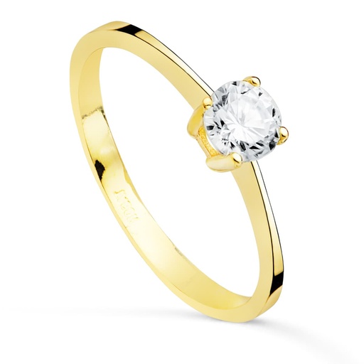 [P20728-2OA] 18K SOLITARIO ORO AMARILLO CUATRO GARRAS CON CIRCONITA 5 MM