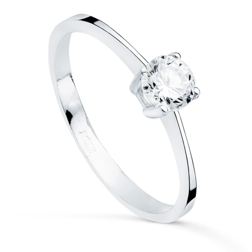 [P20728-2OB] 18K SOLITARIO ORO BLANCO CUATRO GARRAS CON CIRCONITA 5 MM