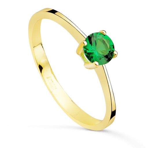 [P20728-2VE] 18K SOLITARIO ORO AMARILLO CON CIRCONITA VERDE 4 GARRAS DE 5 MM