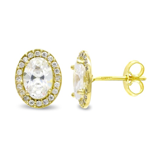 [P20733-1-OA] 18K PENDIENTES OVAL CIRCONITAS 10X8 MM