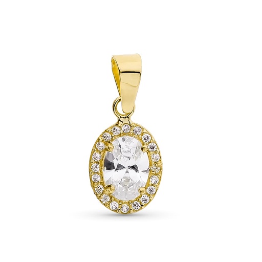 [P20733-5-OA] 18K COLGANTE ORO AMARILLO OVAL CON CIRCONITAS 10X8 MM