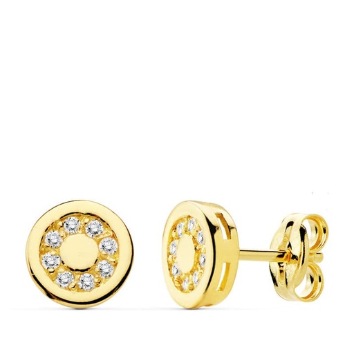 [P20735-1] 18K PENDIENTES REDONDOS CIRCONITAS 7 MM