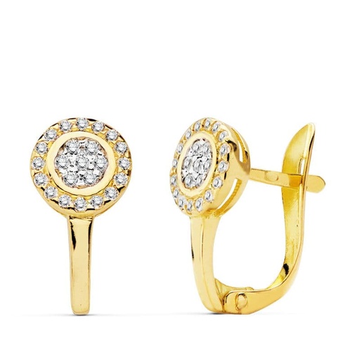 [P20737-1] 18K PENDIENTES BICOLOR CIRCONITAS 12X7 MM