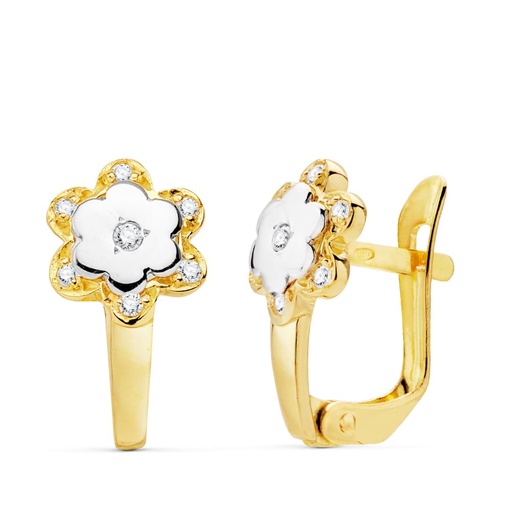 [P20746-1] 18K PENDIENTES BICOLOR CIRCONITAS 13X7 MM