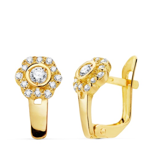 [P20747-1] 18K PENDIENTES CUAJO CIRCONITAS 12X7 MM