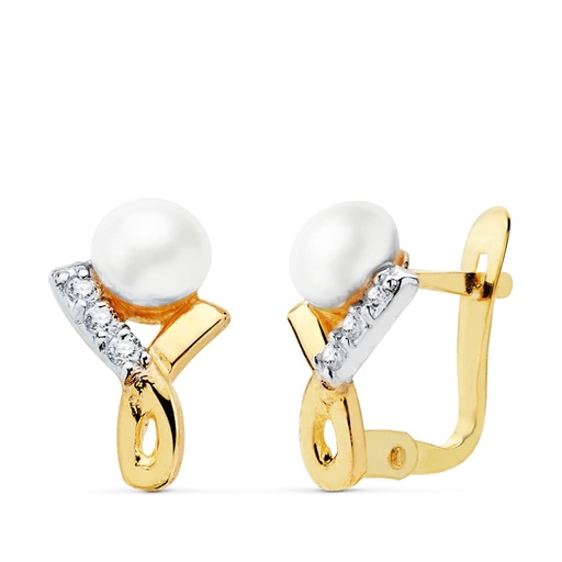 [P20759-1] 18K PENDIENTES BICOLOR CIRCONITAS 11X7 MM