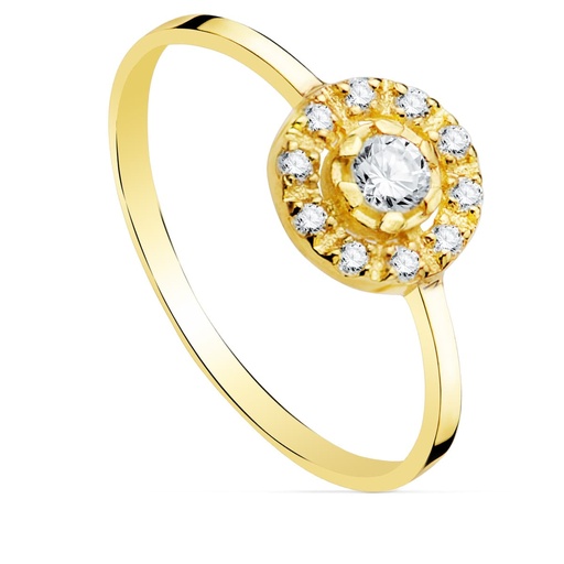 [P20769-2OA] 18K SORTIJA ORO AMARILLO MOTIVO REDONDO CIRCONITAS 7 MM ANCHO CUERPO 1.2 MM