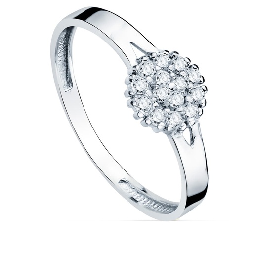 [P20770-2OB] 18K SORTIJA ORO BLANCO CUAJO CON CIRCONITAS 7X7 MM ANCHO CUERPO 2.5 MM