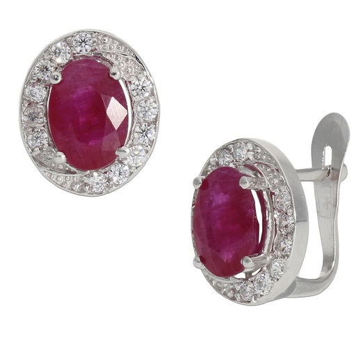 [P1249] Pendientes oro blanco 18 kt rubíes finos