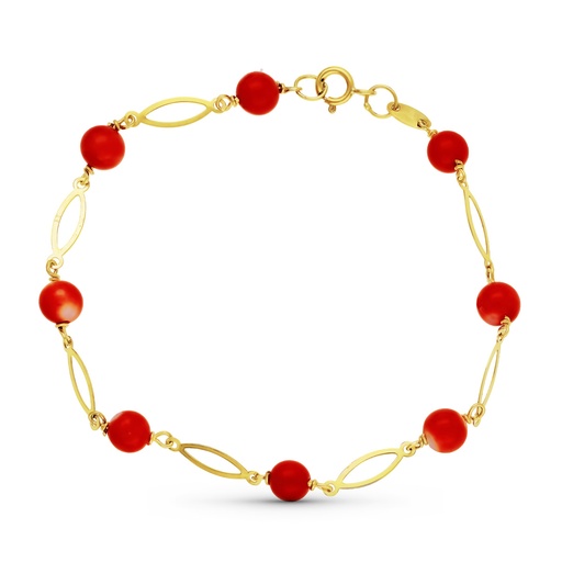 [P21000006] 18K PULSERA ORO AMARILLO CORAL FINO JAPONES 5 MM