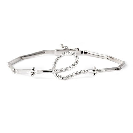 [P21000058] 18K PULSERA ORO BLANCO ESLABONES CON CIRCONITAS