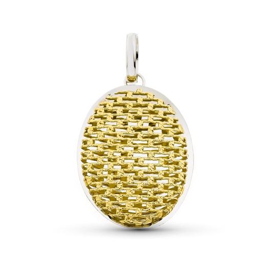 [P21000062] 18K COLGANTE ORO BICOLOR OVAL MALLA
