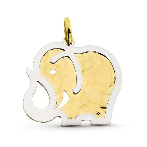 [P21000085] 18K COLGANTE ORO BICOLOR ELEFANTE 34X36 MM