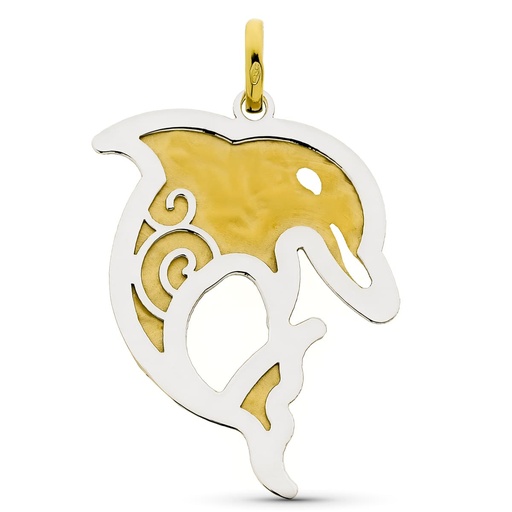 [P21000086] 18K COLGANTE ORO BICOLOR DELFIN 45X36 MM