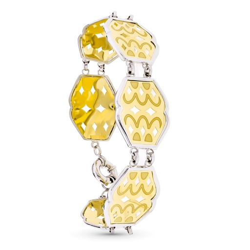 [P21000091] 18K PULSERA ORO BICOLOR LASER MATE Y BRILLO