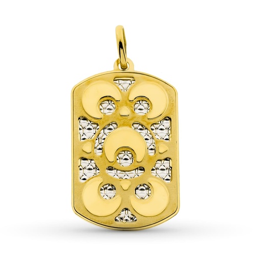 [P21000098] 18K COLGANTE ORO BICOLOR RECTANGULAR. 35X20 MM