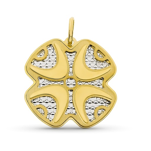 [P21000099] 18K COLGANTE ORO BICOLOR TREBOL. 31X30 MM