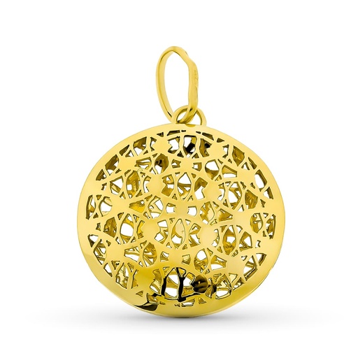 [P21000101] 18K COLGANTE ORO AMARILLO CIRCULO CALADO 27X24 MM