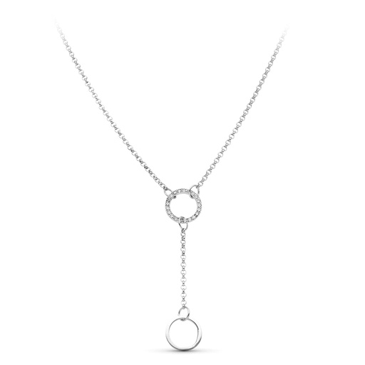 [P21000110] 18K GARGANTILLA ORO BLANCO AROS Y CIRCONITAS